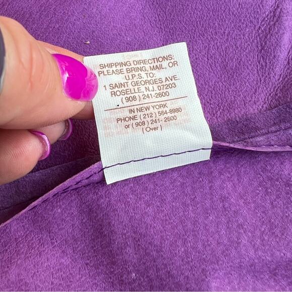 Vintage Purple Leathercraft Process of America Suede Fringe Beaded Shawl Cape - Picture 8 of 9